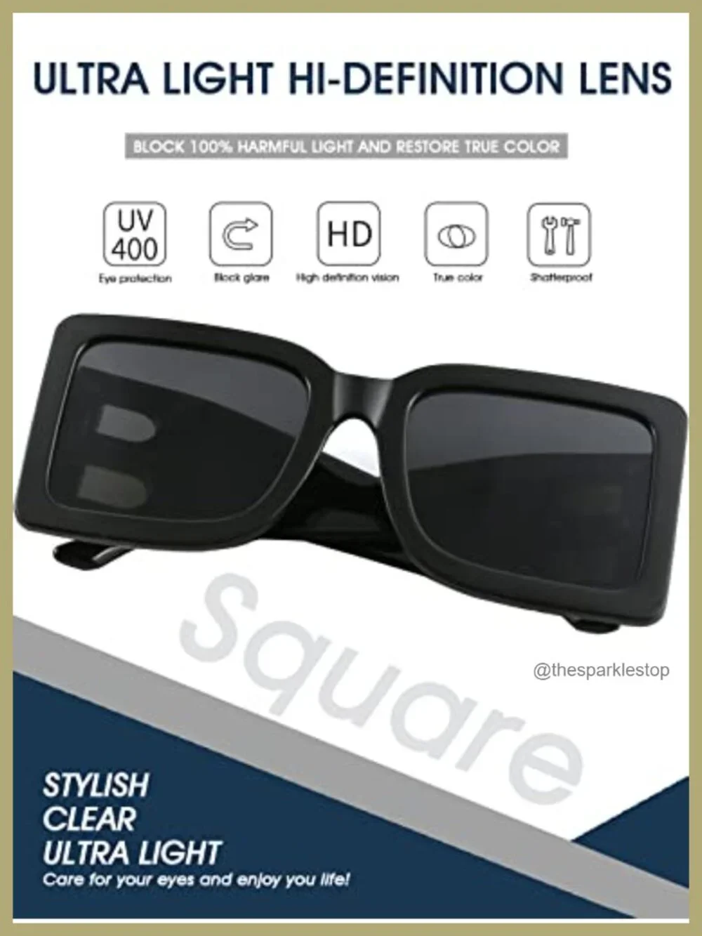 Large Square Sunglasses for Women UV400 Protection Designer